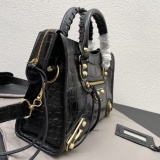 Balenciaga New Fashion Crocodile Pattern Leather Motorcycle Bag Crossbody Bag Size: 30 x 20 x 10 CM