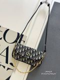 Dior Classic Full Embroidered Logo Chain Underarm Bag Crossbody Bag Size: 22x12x5 CM