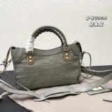 Balenciaga New Fashion Crocodile Pattern Leather Motorcycle Bag Crossbody Bag Size: 30 x 20 x 10 CM
