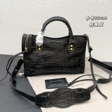 Balenciaga New Fashion Crocodile Pattern Leather Motorcycle Bag Crossbody Bag Size: 30 x 20 x 10 CM