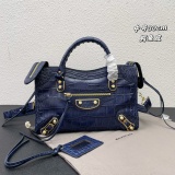 Balenciaga New Fashion Crocodile Pattern Leather Motorcycle Bag Crossbody Bag Size: 30 x 20 x 10 CM