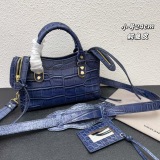Balenciaga New Fashion Crocodile Pattern Leather Motorcycle Bag Crossbody Bag Size: 24 x 16 x 9 CM