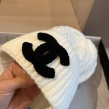 Chanel Classic Embroidered Knitted Scarf Hat Set