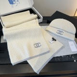 Chanel New Couple Fashion Warm Cashmere Scarf Hat Set