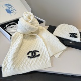 Chanel New Autumn/Winter Warm Cashmere Scarf and Hat Set