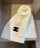 Chanel Classic Embroidered Knitted Scarf Hat Set