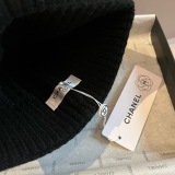 Chanel Classic Embroidered Knitted Scarf Hat Set
