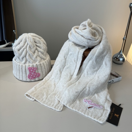 Louis Vuitton Classic Embroidered Knitted Wool Scarf Hat Set
