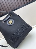 Versace New Classic Leather Logo Drawstring Bucket Bag Diagonal Span Bag