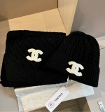 Chanel Classic Embroidered Knitted Scarf Hat Set