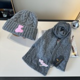 Louis Vuitton Classic Embroidered Knitted Wool Scarf Hat Set