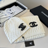 Chanel New Autumn/Winter Warm Cashmere Scarf and Hat Set