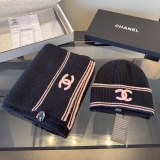 Chanel New Autumn/Winter Warm Cashmere Scarf and Hat Set Size: 30x180 CM