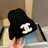 Chanel Classic Embroidered Knitted Scarf Hat Set