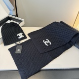 Chanel New Autumn/Winter Warm Cashmere Scarf and Hat Set