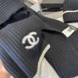 Chanel New Couple Fashion Warm Cashmere Scarf Hat Set