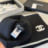 Chanel New Couple Fashion Warm Cashmere Scarf Hat Set