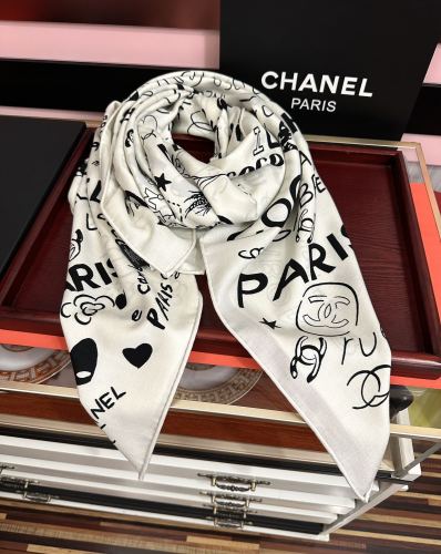 Chanel Fashion Versatile Graffiti Printed Cashmere Square Towel Size: 140 x 140 CM