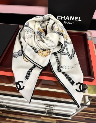 Chanel New Elegant Double Sided Printed Cashmere Square Towel Size: 140 x 140 CM