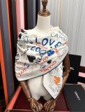 Chanel Fashion Versatile Graffiti Printed Cashmere Square Towel Size: 140 x 140 CM