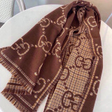 Gucci New Classic Grid GG Jacquard Wool Scarf Size: 47x 180 CM