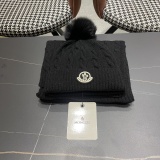 Moncler Fashion Warm Fox Hair Ball Hat Scarf Set