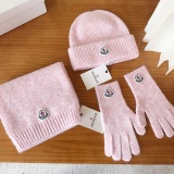 Moncler New Classic Versatile Flanged Wool Knitted Wool Hat Scarf Glove Set