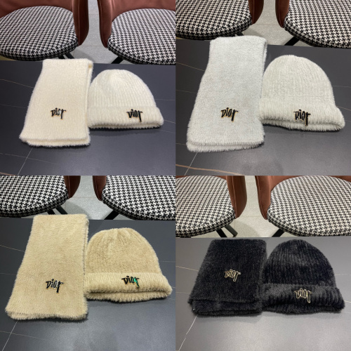 Dior Couple Fashion Versatile Knitted Hat Scarf Set