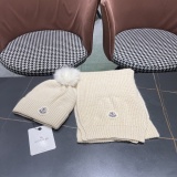Moncler Fashion Versatile Flanged Wool Knitted Wool Hat Scarf Set
