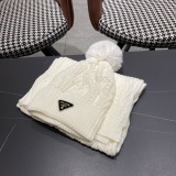 Prada Couple Fashion Warm Wool Scarf Hat Set