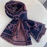 Gucci New Classic Grid GG Jacquard Wool Scarf Size: 47x 180 CM