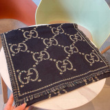 Gucci New Classic Grid GG Jacquard Wool Scarf Size: 47x 180 CM