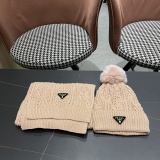 Prada Couple Fashion Warm Wool Scarf Hat Set