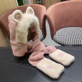Moncler Fashion Versatile Bear Ears Hat Scarf Glove One Piece