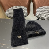 Dior Couple Fashion Versatile Knitted Hat Scarf Set