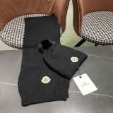 Moncler Fashion Versatile Flanged Wool Knitted Wool Hat Scarf Set