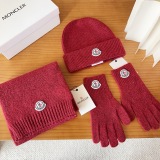 Moncler New Classic Versatile Flanged Wool Knitted Wool Hat Scarf Glove Set