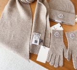 Moncler New Classic Versatile Flanged Wool Knitted Wool Hat Scarf Glove Set