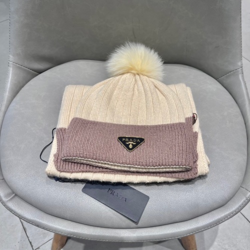 Prada Fashion Versatile Fox Hairball Cashmere Hat Scarf