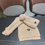 Prada Couple Fashion Warm Wool Scarf Hat Set
