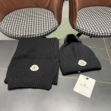 Moncler Fashion Versatile Flanged Wool Knitted Wool Hat Scarf Set