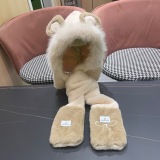 Moncler Fashion Versatile Bear Ears Hat Scarf Glove One Piece