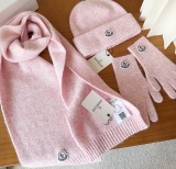 Moncler New Classic Versatile Flanged Wool Knitted Wool Hat Scarf Glove Set