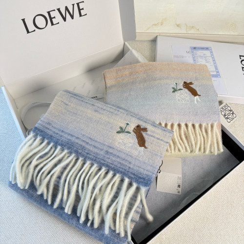 Loewe New Fashion Embroidered Rainbow Cashmere Scarf Size: 30x 180 CM