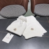 Moncler Fashion Versatile Flanged Wool Knitted Wool Hat Scarf Set