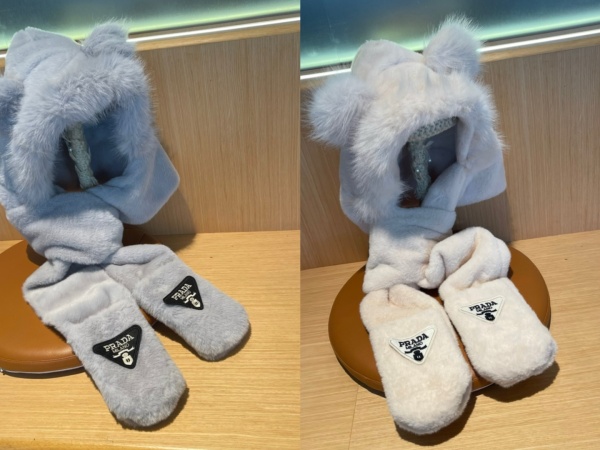 Prada Fashion Bear Ear Hat Scarf One Piece