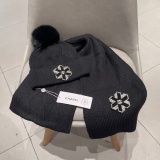 Chanel Couple Fashion Versatile Wool Scarf Hat Set