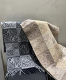 Loewe New Classic Checkered Logo Jacquard Cashmere Scarf Size: 40x 200 CM
