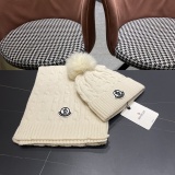 Moncler Fashion Warm Fox Hair Ball Hat Scarf Set