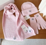 Moncler New Classic Versatile Flanged Wool Knitted Wool Hat Scarf Glove Set